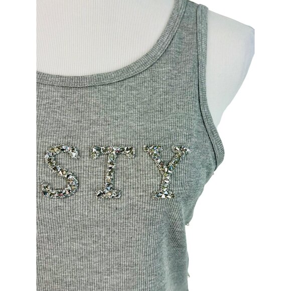 NWOT RARE Akira Gray & Silver Shimmering 3D  "Tasty" & Safety-Pinned Sides Sexy - Picture 13 of 15